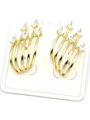 Taşlı Küpe - 14K Altın