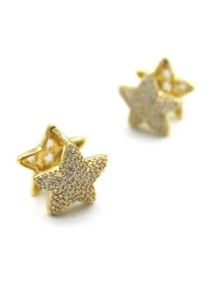 Taşlı Yıldız Küpe - Altın