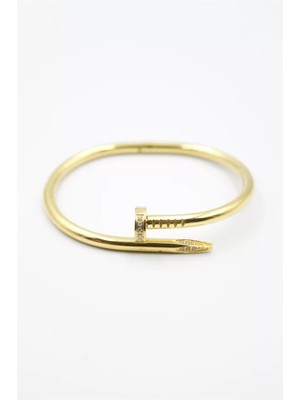 Taşlı Çivi Bilezik - Altın