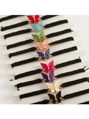 DS LLC Kelebek Sedef Makrome Örgülü Bileklik DLLSRSBJ34