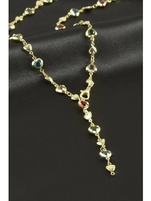 DS LLC Kalp Zirkon Taşlı Y Kolye DLLSRSBJ34