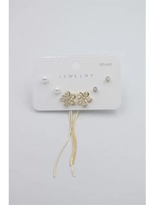 Çoklu Set Küpe - Altın