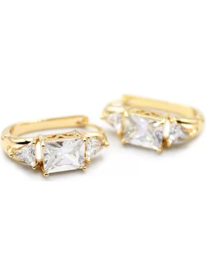 Baget Taşlı Küpe - Altın