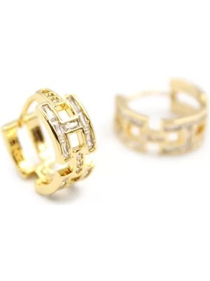 H Taşlı Küpe - Altın