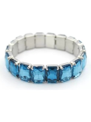 Lastikli Taşlı Bilezik - Mavi