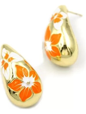 Çiçek Küpe - Turuncu