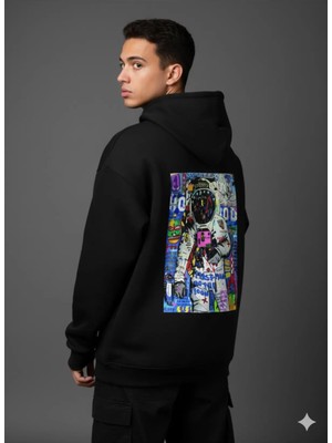 Lenithra Astronot Pop Art Sırt Baskılı Unisex Oversize Hoodie