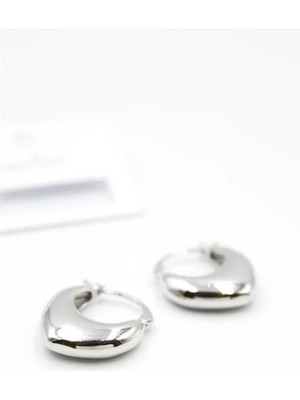 Oval Halka Küpe - Gümüş
