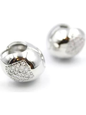 Taşlı Top Küpe - Gümüş