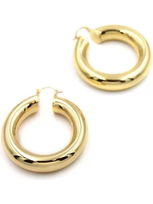 Metal Halka Küpe- Küçük - Altın