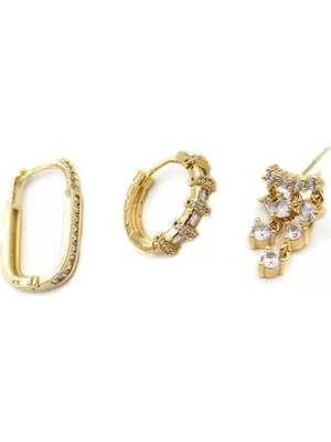 3'lü Halka Küpe - Altın