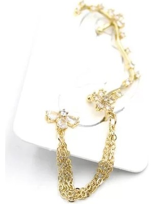 Taşlı Kıkırdak Küpe - Altın