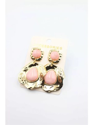 Taşlı Küpe - Pembe