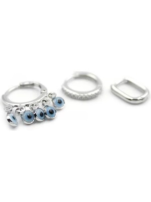 3'lü Nazar Küpe - Gümüş