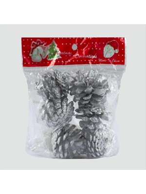 DS LLC 6'lı Gümüş Kozalak Yılbaşı Ağaç Süsü DLLSRSBJ34