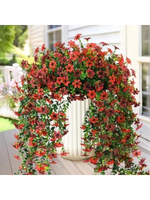 Yapay Çiçek Kırmızı Sarkan Mineli Okaliptus Şimşir Yapay Sarmaşık 5dal 60CM