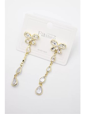 Zirkon Taşlı Küpe - Altın