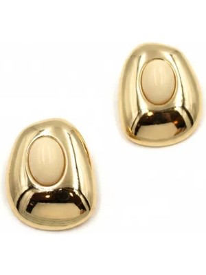 Boncuklu Otantik Küpe - Krem