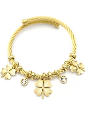 Yonca Charm Bilezik - Altın