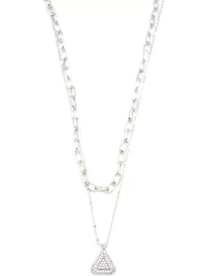 Çoklu Üçgen Kolye - Gümüş