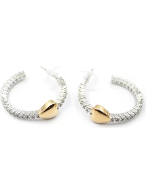 Kalp Halka Küpe - Gümüş