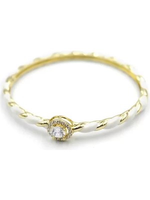 Mineli Taşlı Bilezik - Beyaz