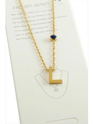 DS LLC Sarı Renkli Harfli Çelik Kolye DLLSRSBJ34