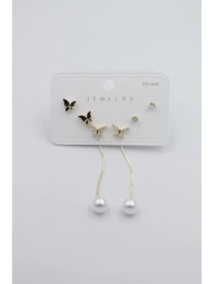 Çoklu Set Küpe - Altın