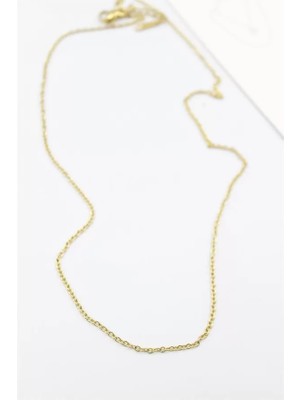 Çelik Zincir Kolye - 45 cm - Altın