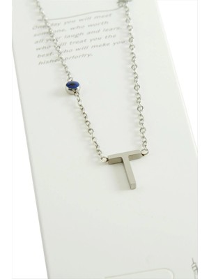 DS LLC Gümüş Renkli Harfli Çelik Kolye DLLSRSBJ34