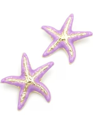 Mineli Deniz Yıldızı Küpe - Mor