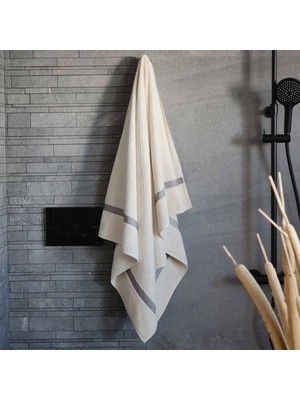 Alesta Home Pamuklu Krem Banyo Havlusu 100x150 cm HVL054 - Lacivert