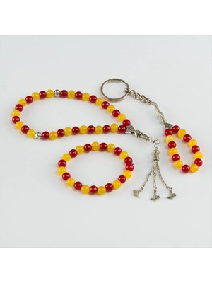 DS LLC 3' Lü Doğal Taş Set (Anahtarlık,bileklik,tesbih) DLLSRSBJ34