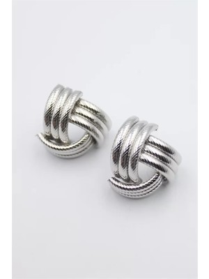 Metal Örgü Küpe - Gümüş