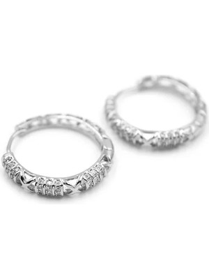 Taşlı Halka Küpe - Gümüş