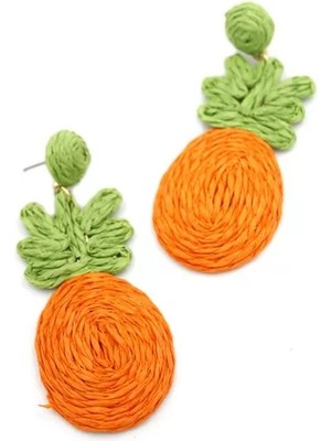 Ananas Hasır Küpe - Turuncu