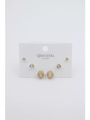 Çoklu Set Küpe - Altın