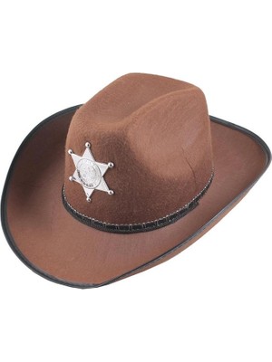 Colezium Çuk Kovboy Şapkası - Vahşi Batı Kovboy Şerif Şapkası Kahve Renk