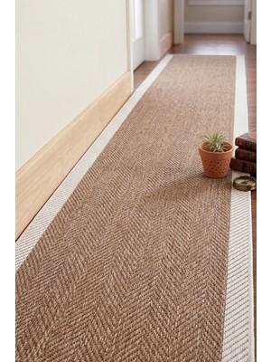 Melaris Halı Yeni Nesil Çerçeveli Sisal Yolluk Yumuşak Dokuma Kilim Kaymaz Pamuk Taban Bordürlü Halı