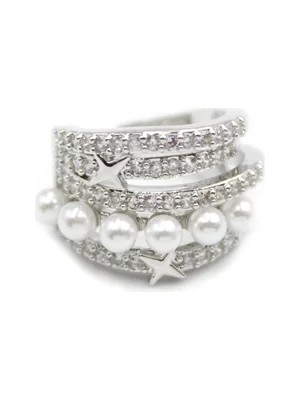 Incili Kıkırdak Küpe - Gümüş