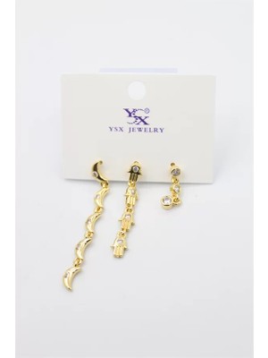 3'lü Ay Küpe - Altın