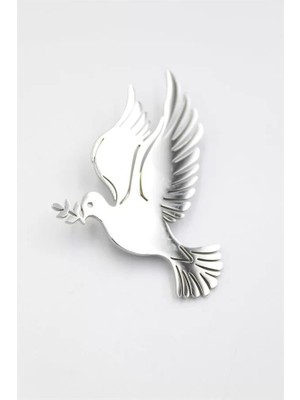 Çelik Güvercin Broş - Gümüş
