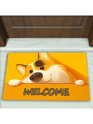 Colorix Carpet Köpek Desenli Dekoratif Kapı Önü Paspası No: 2254