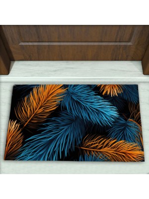 Colorix Carpet Yaprak Desenli Dekoratif Kapı Önü Paspası No: 1874