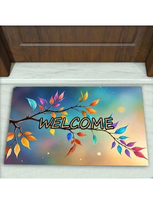 Colorix Carpet Çiçek Desenli Dekoratif Kapı Önü Paspası No: 2373