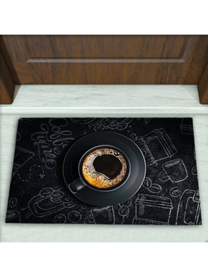 Colorix Carpet Kahve Fincanı Desenli Dekoratif Kapı Önü Paspası No: 1943