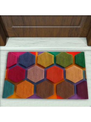 Colorix Carpet Geometrik Desenli Dekoratif Kapı Önü Paspası No: 2403