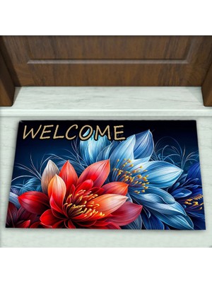Colorix Carpet Çiçek Desenli Dekoratif Kapı Önü Paspası No: 2468