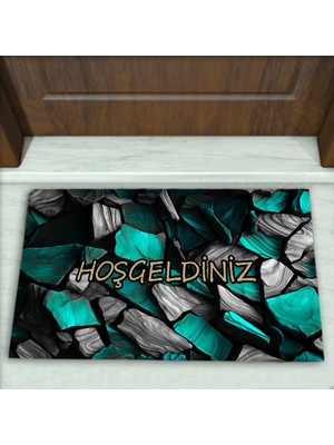 Colorix Carpet Taş Desenli Dekoratif Kapı Önü Paspası No: 1936