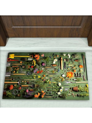 Colorix Carpet Bahçıvan Desenli Dekoratif Kapı Önü Paspası No: 2056